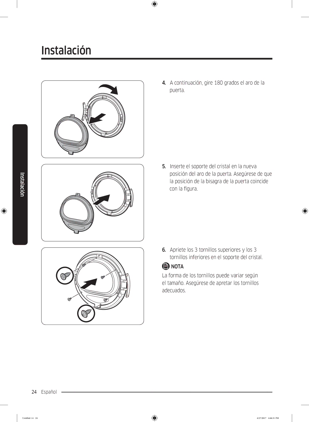 Samsung DV80M5010IW/EC, DV80M5010QW/EC manual Nota 