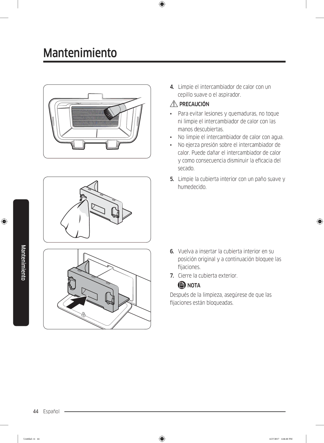 Samsung DV80M5010IW/EC, DV80M5010QW/EC manual Precaución 