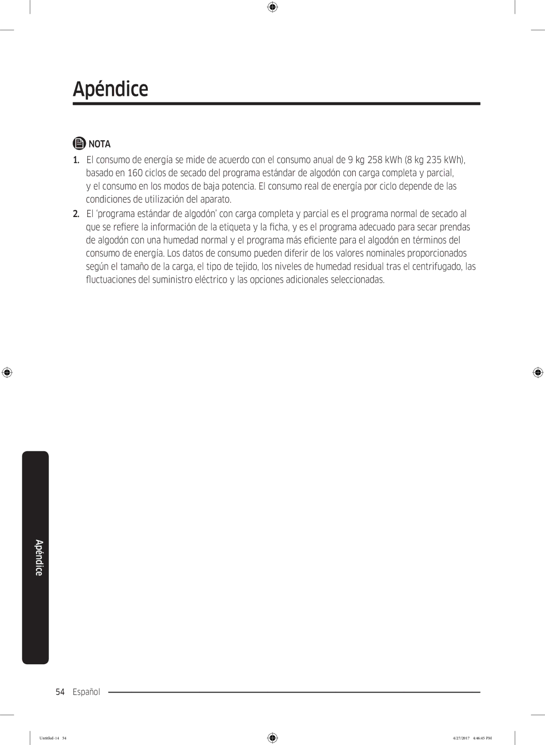 Samsung DV80M5010IW/EC, DV80M5010QW/EC manual Apéndice 