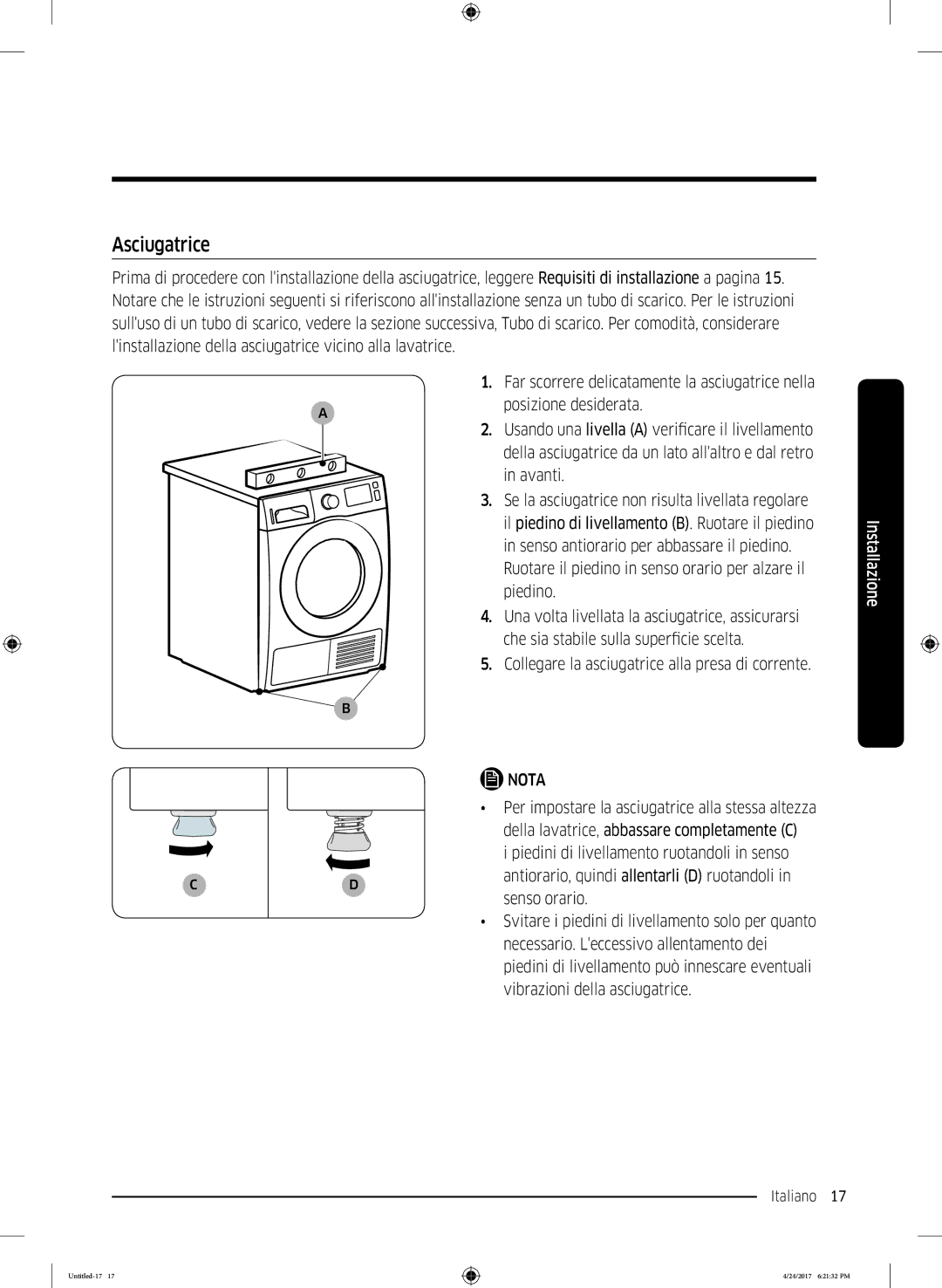 Samsung DV70M5220IW/ET, DV80M5210IW/ET, DV80M50101W/ET, DV70M50201W/ET, DV90M5000QW/ET manual Asciugatrice 