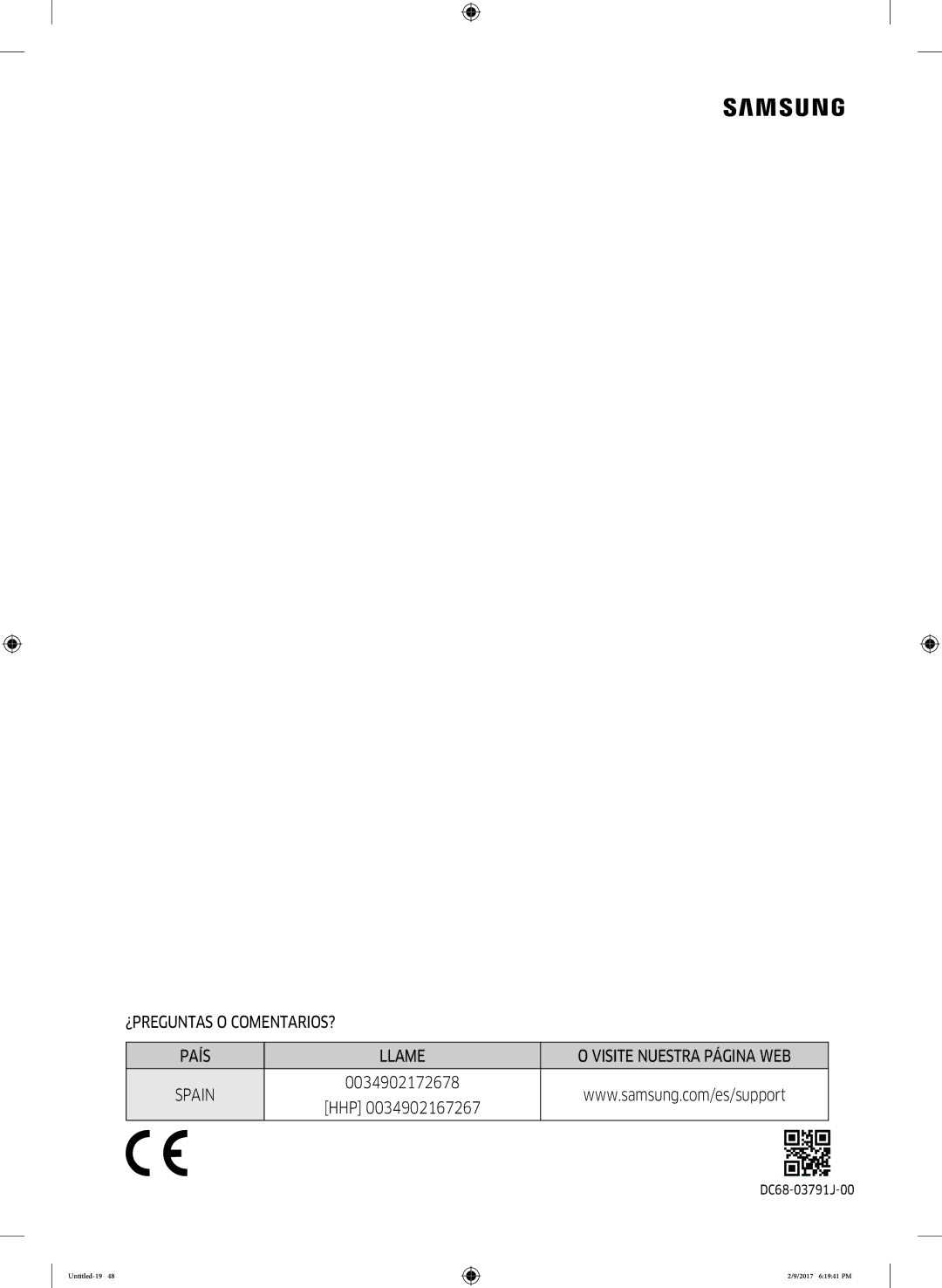 Samsung DV80M6210CW/EC, DV90M6200CW/EC manual ¿PREGUNTAS O COMENTARIOS? País Llame 