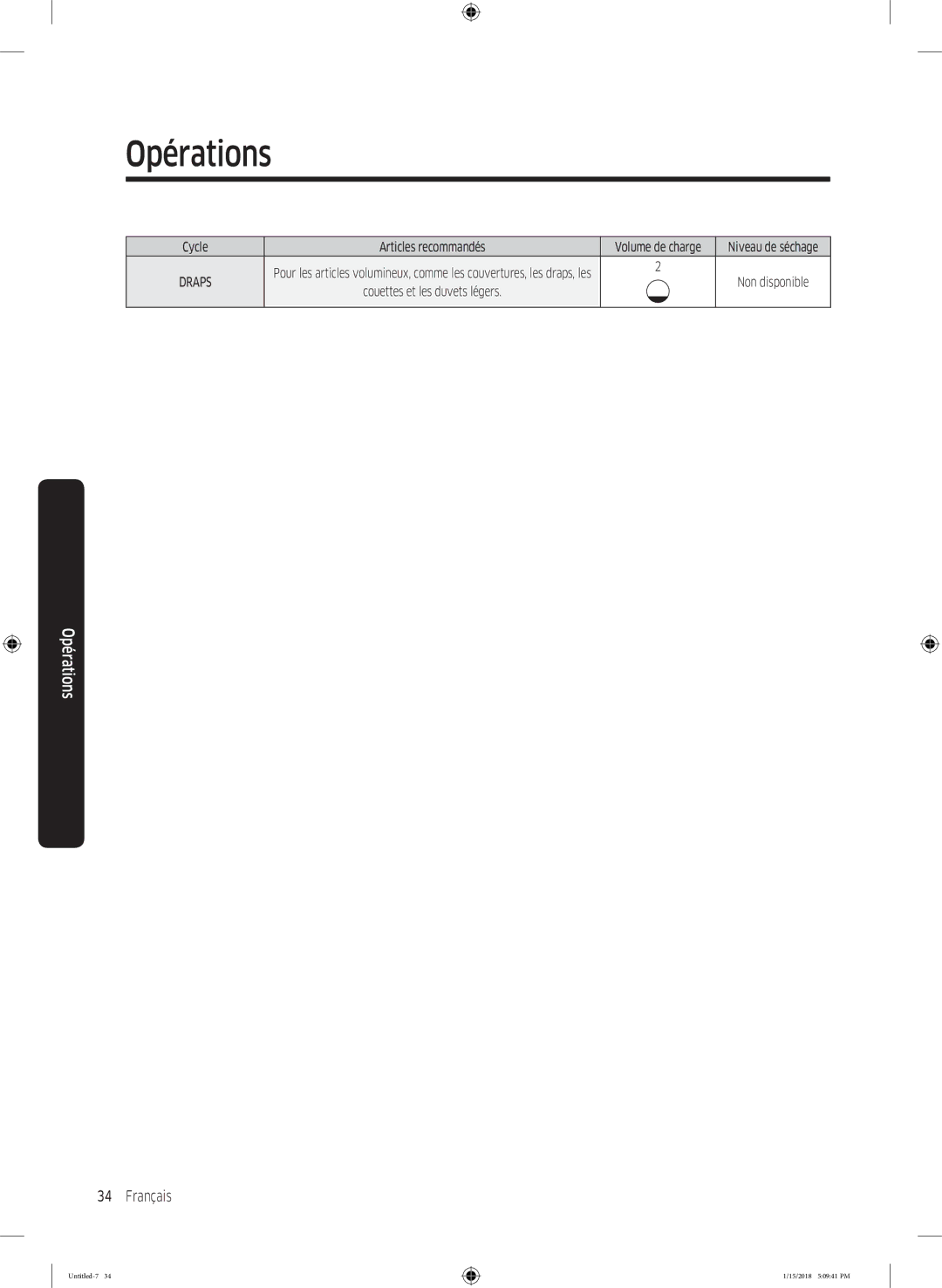 Samsung DV90N62632W/EF, DV80N62532W/EF, DV90N8289AW/EF manual Draps 