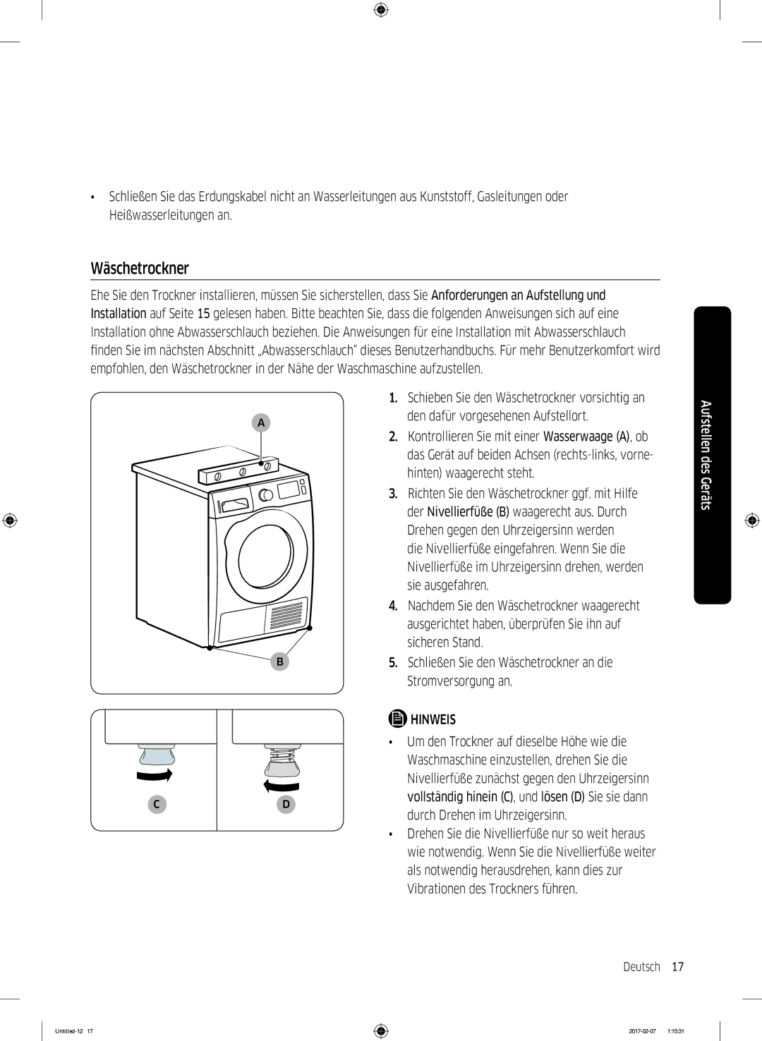 Samsung DV81M6210CX/EG, DV81M6210CW/EG, DV8XM6213EW/EG manual Wäschetrockner 