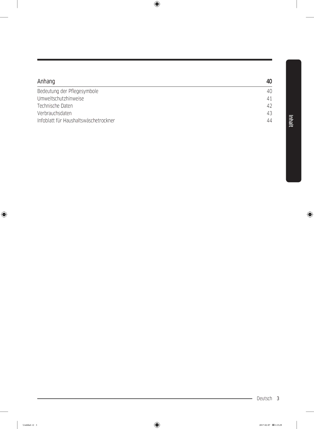 Samsung DV81M6210CW/EG, DV8XM6213EW/EG, DV81M6210CX/EG manual Anhang, Infoblatt für Haushaltswäschetrockner 