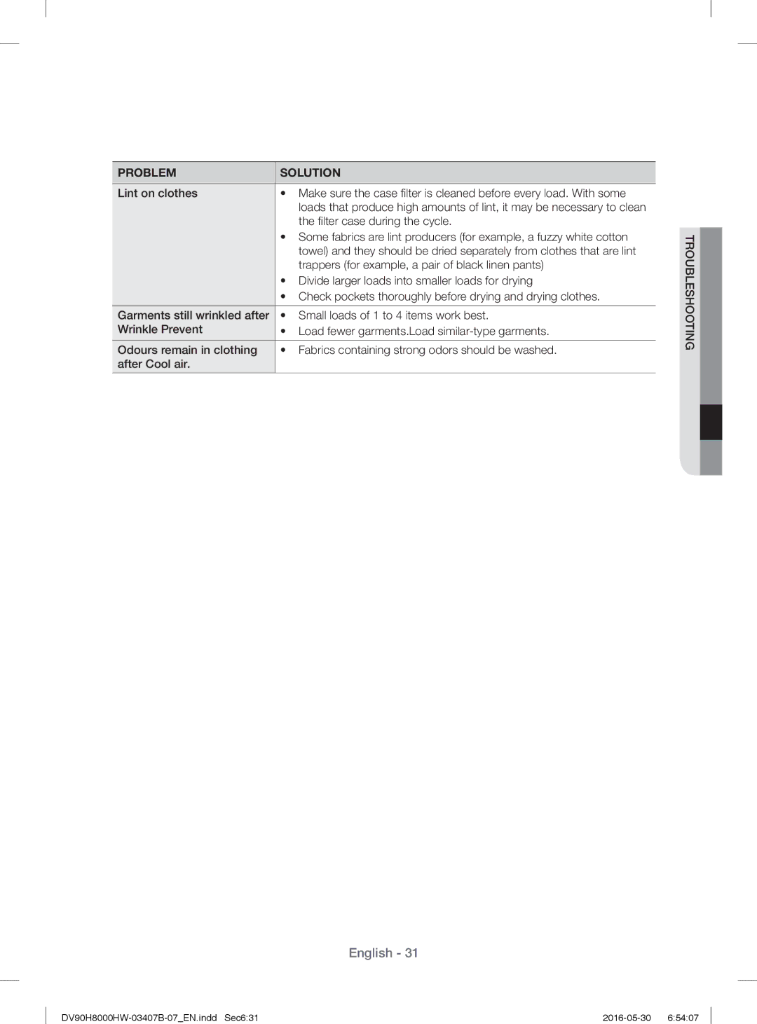 Samsung DV80H8100HW/EE, DV90H8000HW/EE ﬁ lter case during the cycle, Trappers for example, a pair of black linen pants 