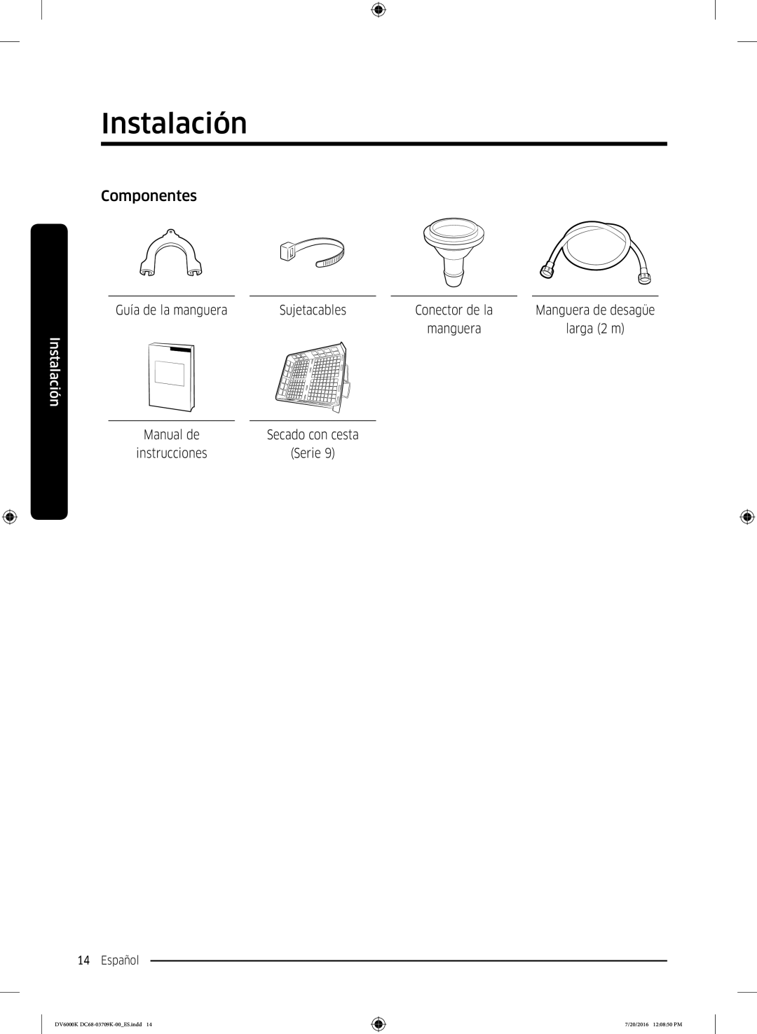 Samsung DV90K6000CW/EC manual Componentes 