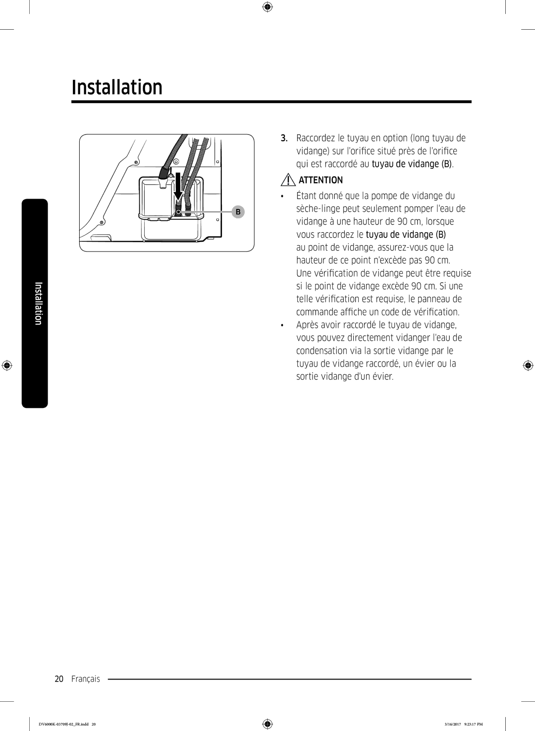 Samsung DV90K6000CW/EF, DV80K6010CW/EF manual Installation 