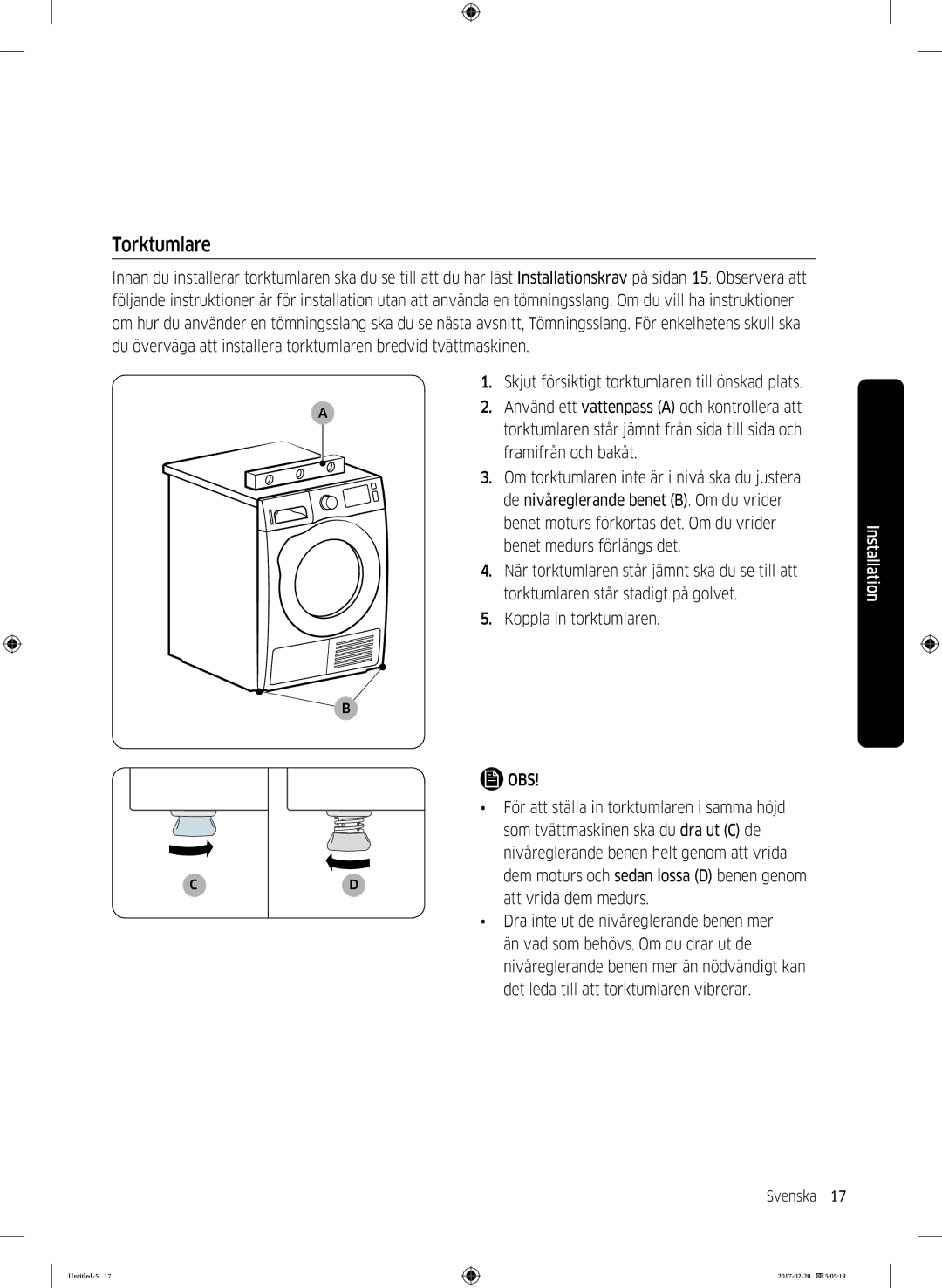 Samsung DV90M6200EW/EE manual Torktumlare 