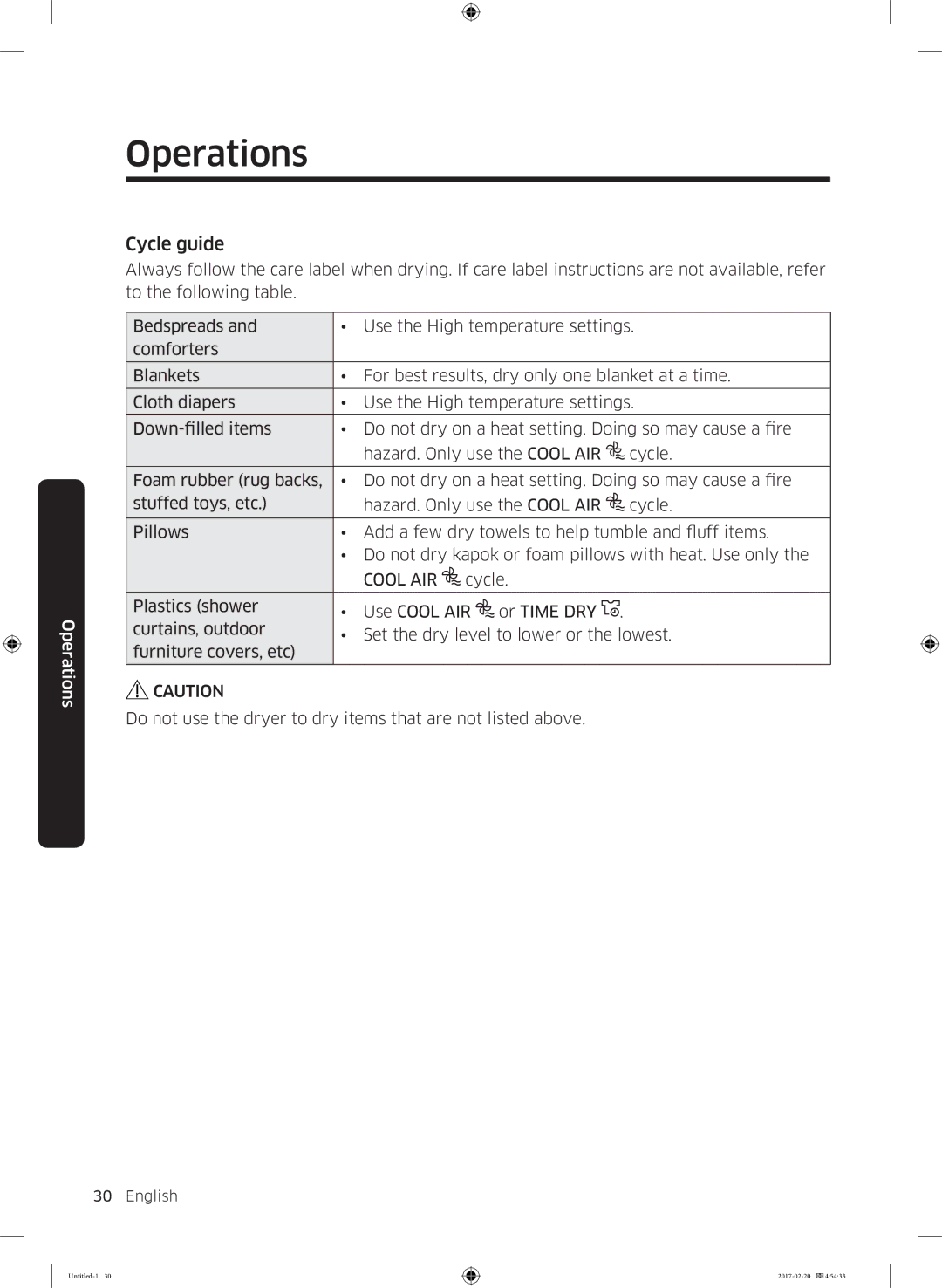 Samsung DV90M6200EW/EE manual Cycle guide 