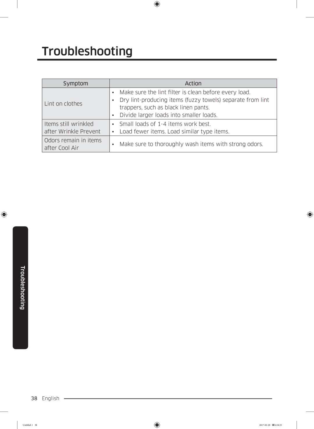 Samsung DV90M6200EW/EE manual Troubleshooting 