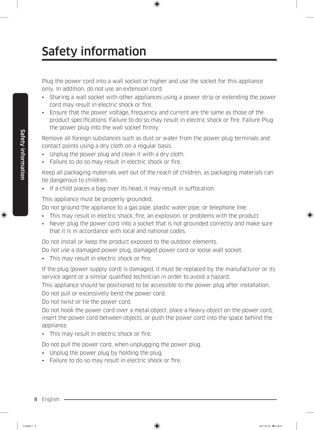 Samsung DV90M6200EW/EE manual Safety information 