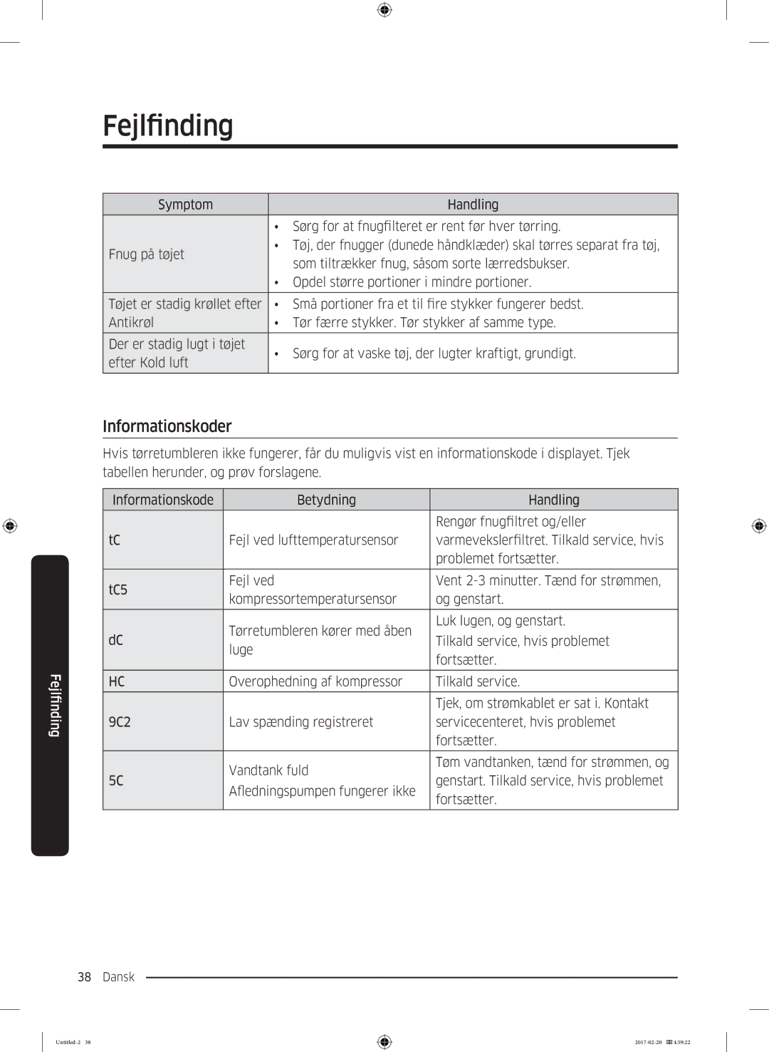 Samsung DV90M6200EW/EE manual Informationskoder 