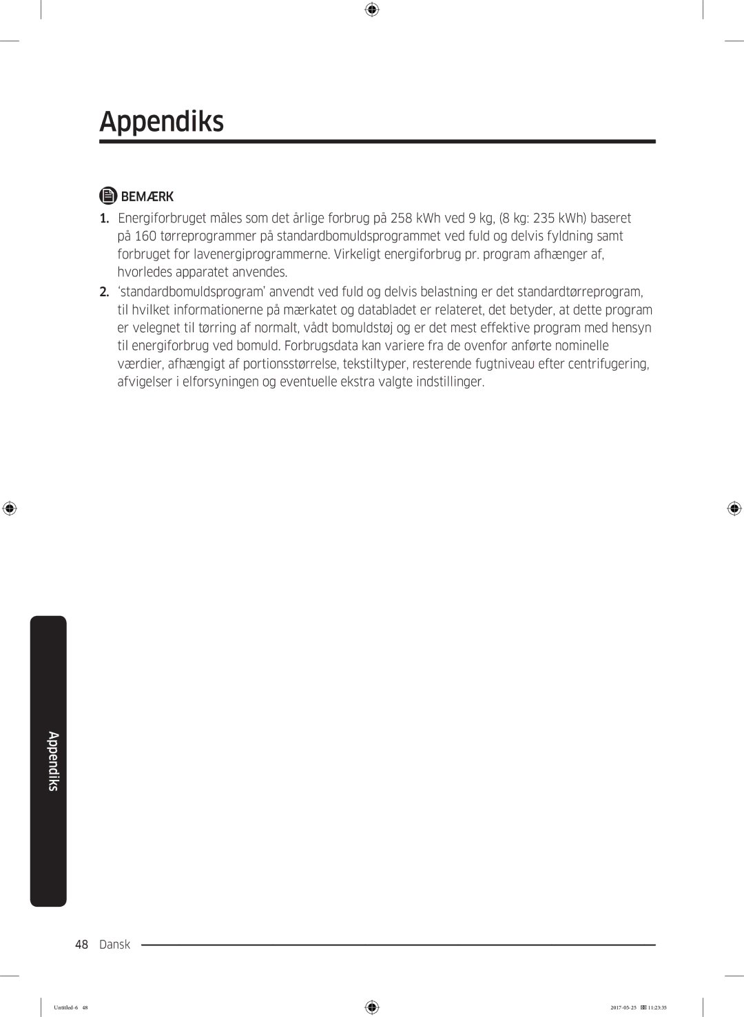 Samsung DV90M8204AW/EE manual Appendiks 