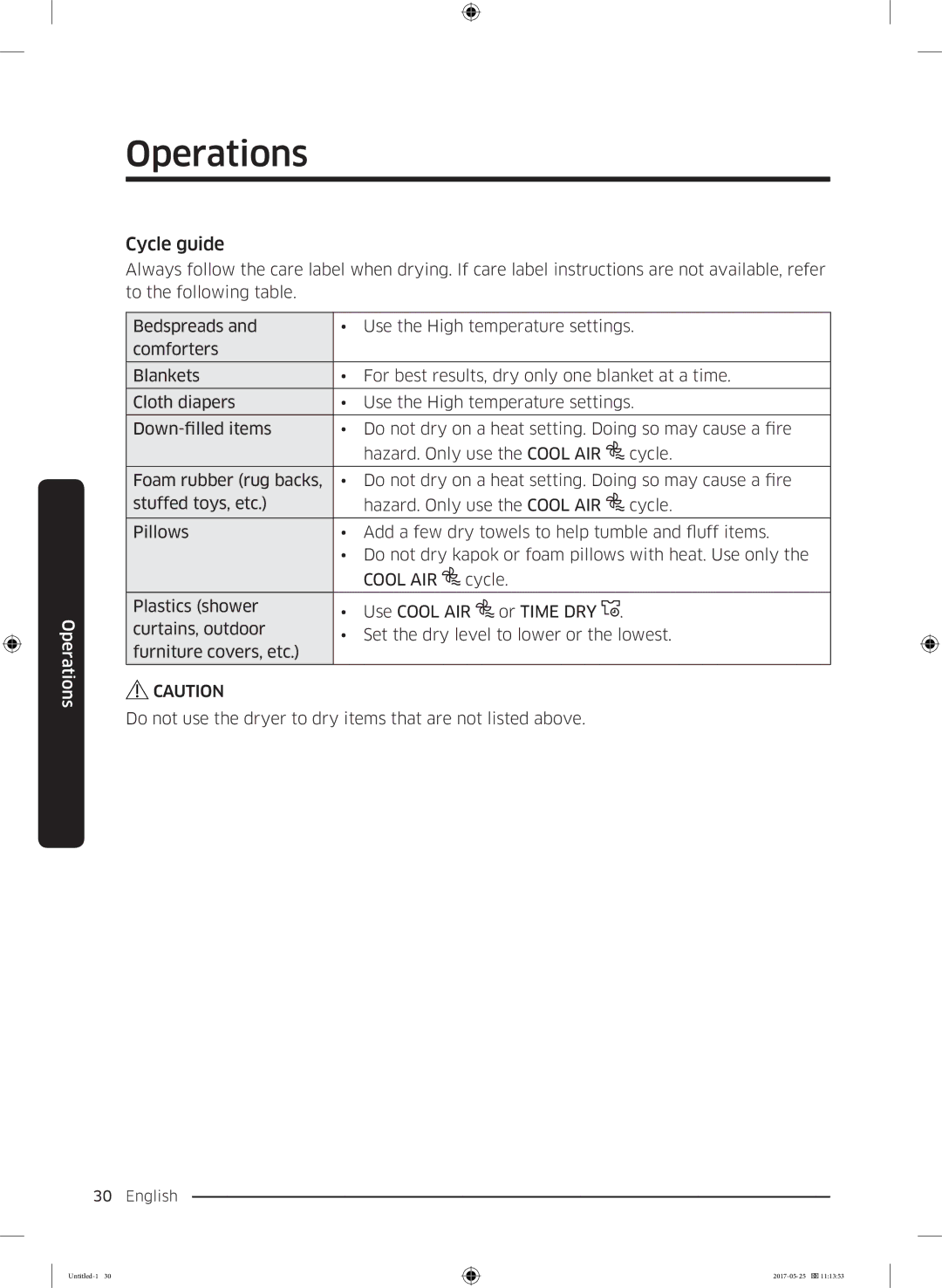 Samsung DV90M8204AW/EE manual Cycle guide 