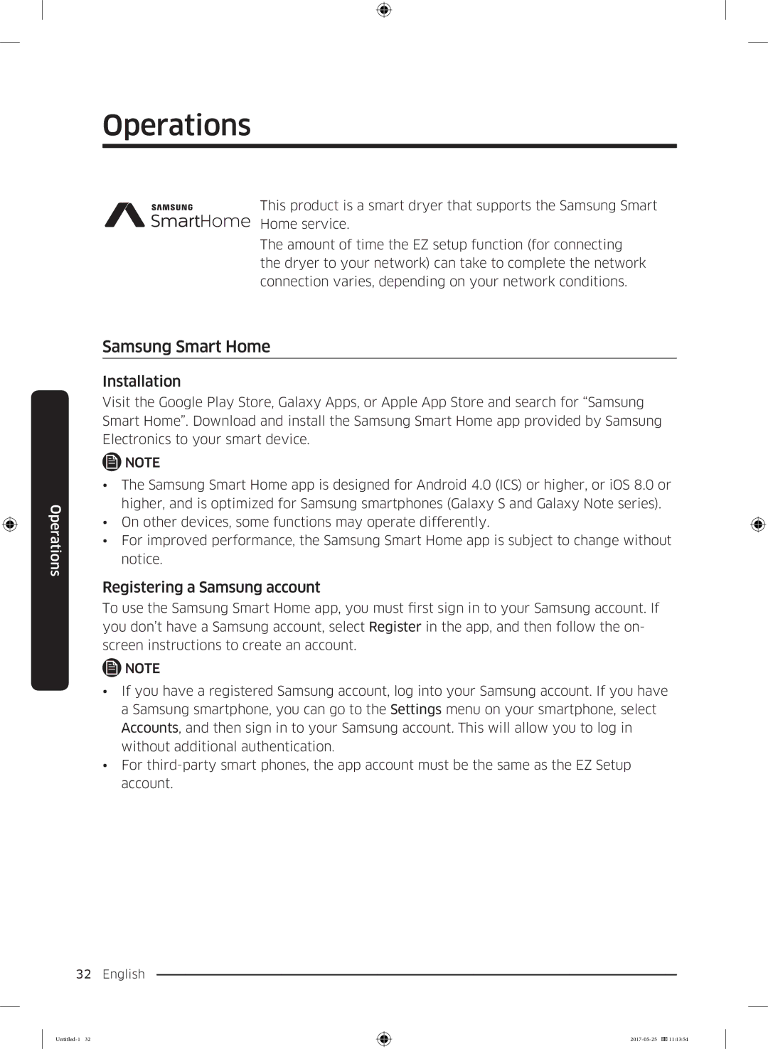 Samsung DV90M8204AW/EE manual Samsung Smart Home, Registering a Samsung account 