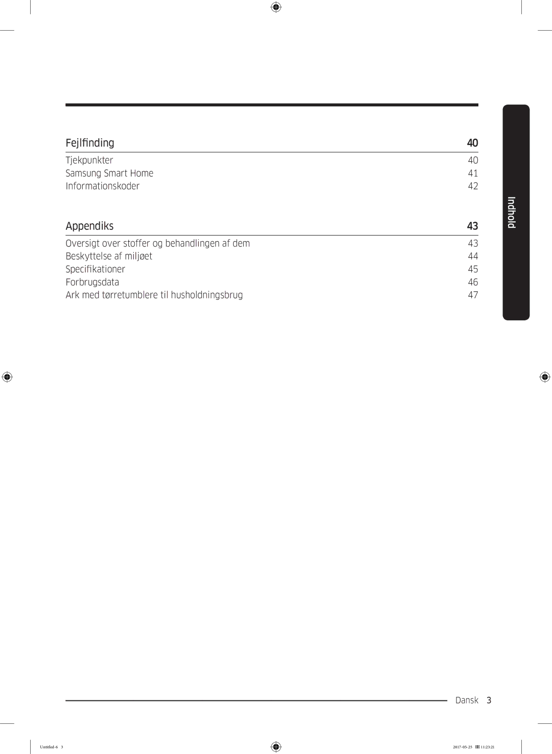 Samsung DV90M8204AW/EE manual Fejlfinding, Appendiks 