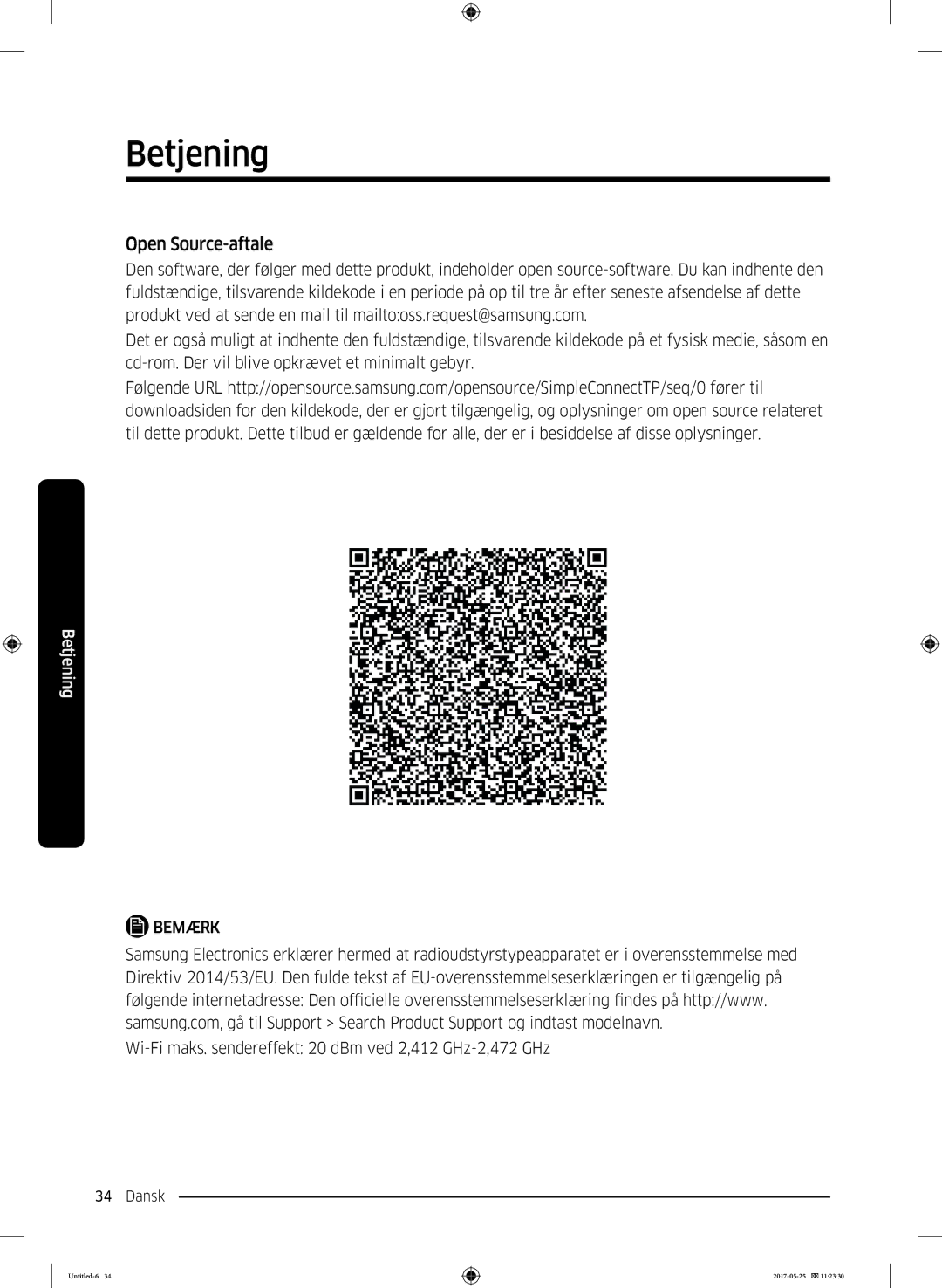 Samsung DV90M8204AW/EE manual Open Source-aftale 