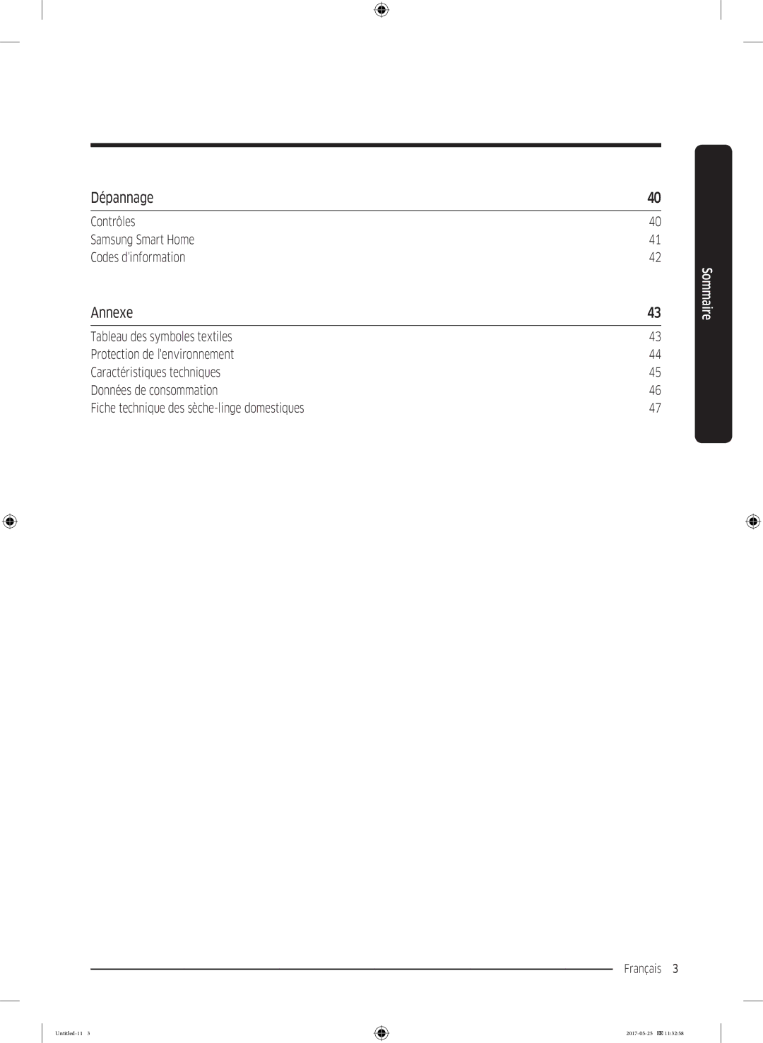 Samsung DV90M8204AW/EF manual Dépannage, Annexe, Contrôles Samsung Smart Home Codes dinformation 