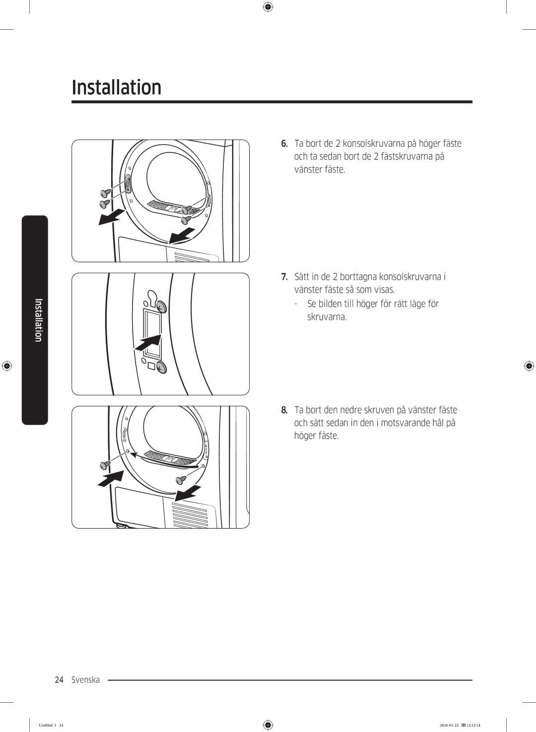 Samsung DV90N62632W/EE manual Installation 