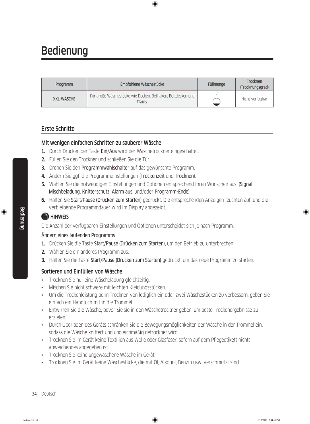 Samsung DV90N8289AW/EG, DV81N62532W/EG manual Erste Schritte, Mit wenigen einfachen Schritten zu sauberer Wäsche 