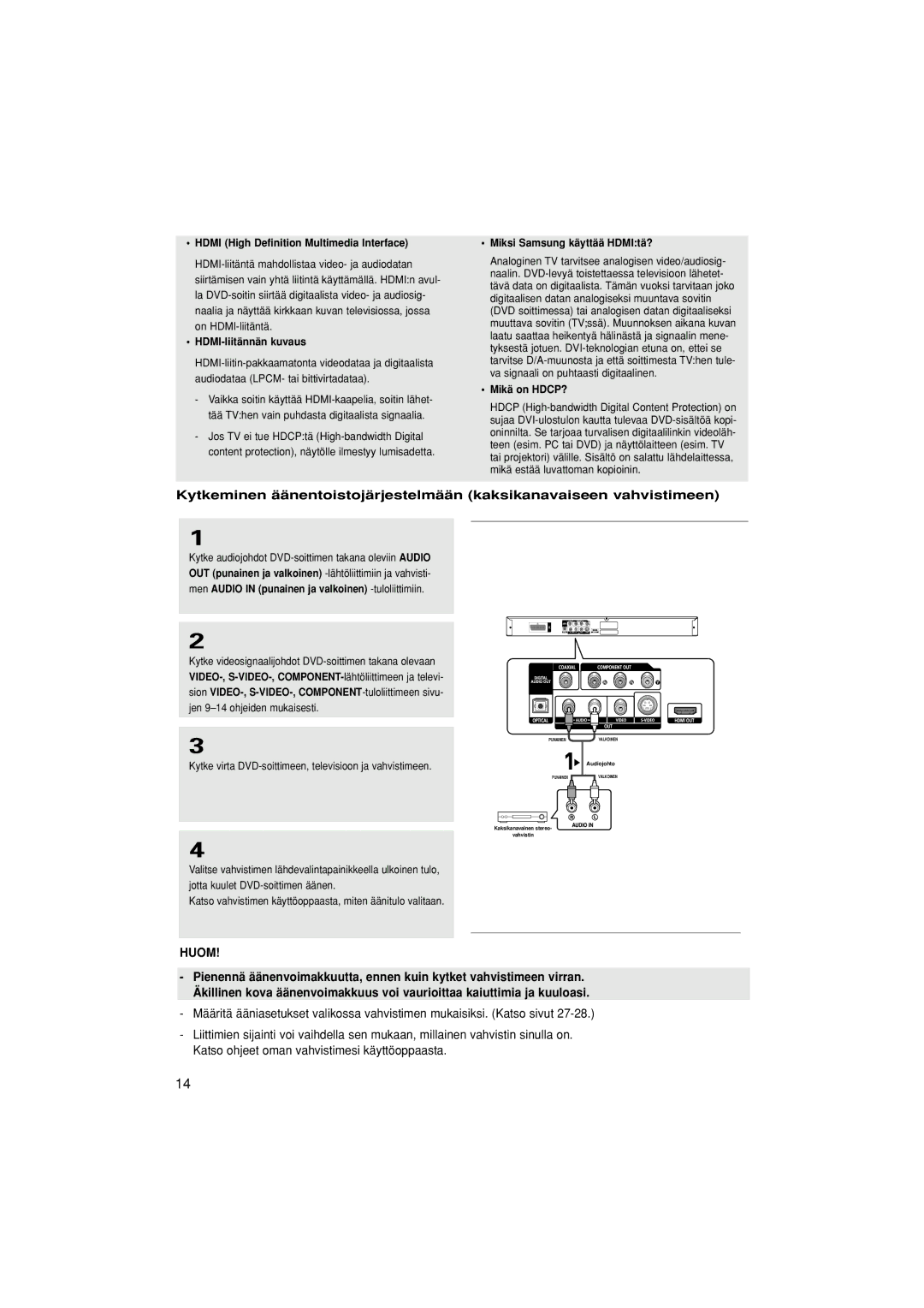 Samsung DVD-1080P7/XEE manual HDMI-liitännän kuvaus, Miksi Samsung käyttää HDMItä?, Mikä on HDCP? 