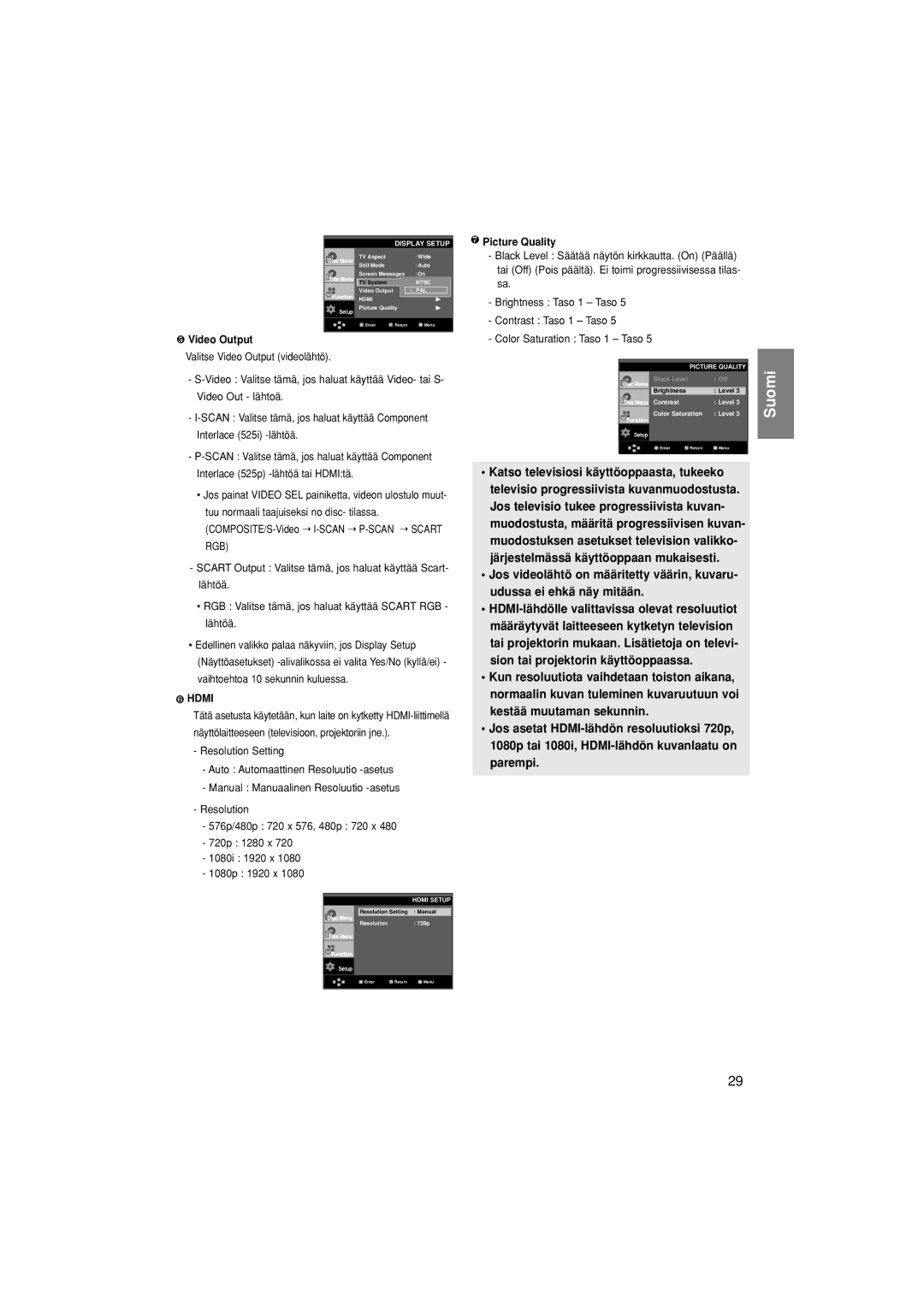 Samsung DVD-1080P7/XEE manual Setup Picture Quality 