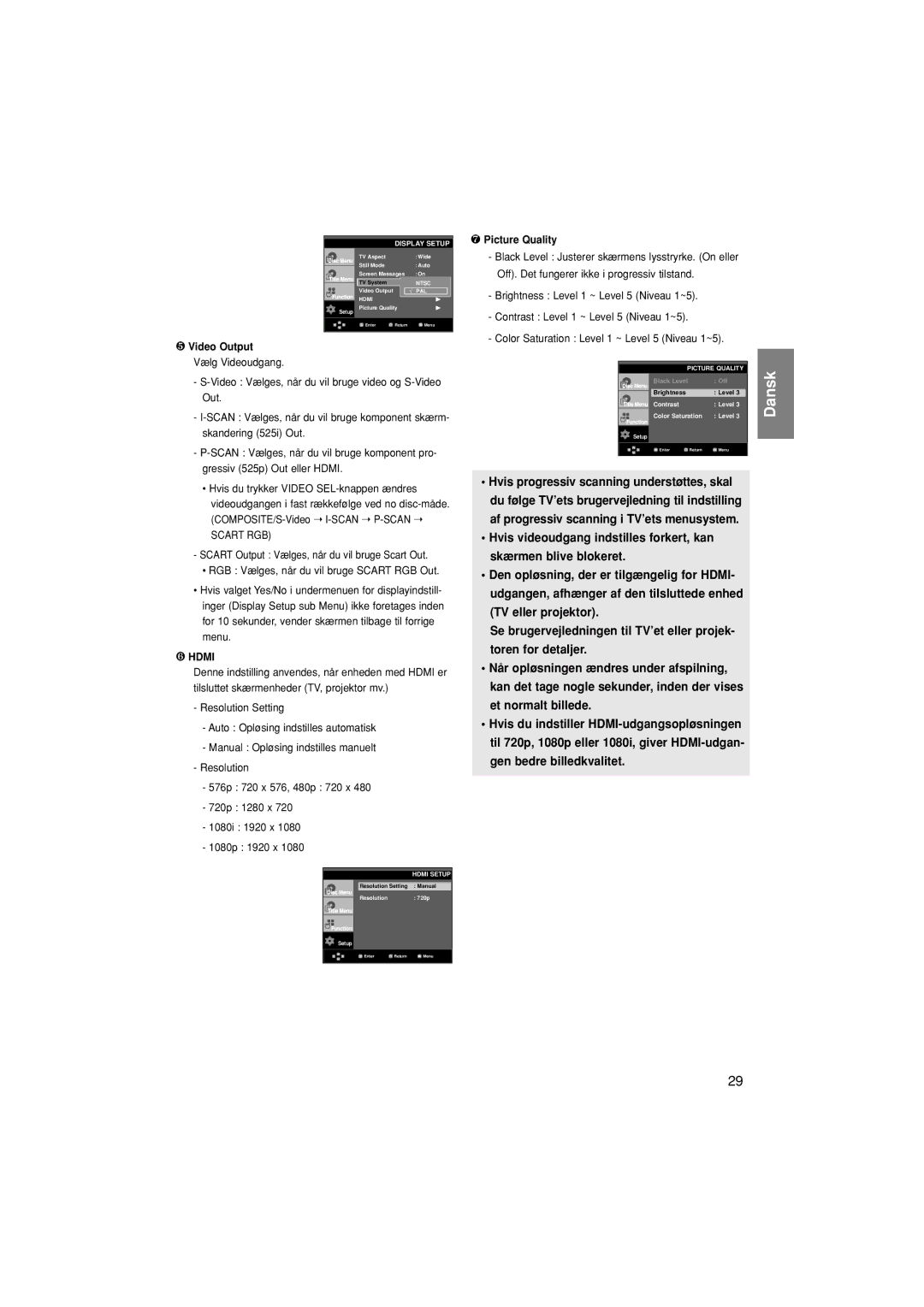 Samsung DVD-1080P7/XEE manual ❺ Video Output, ❻ Hdmi 