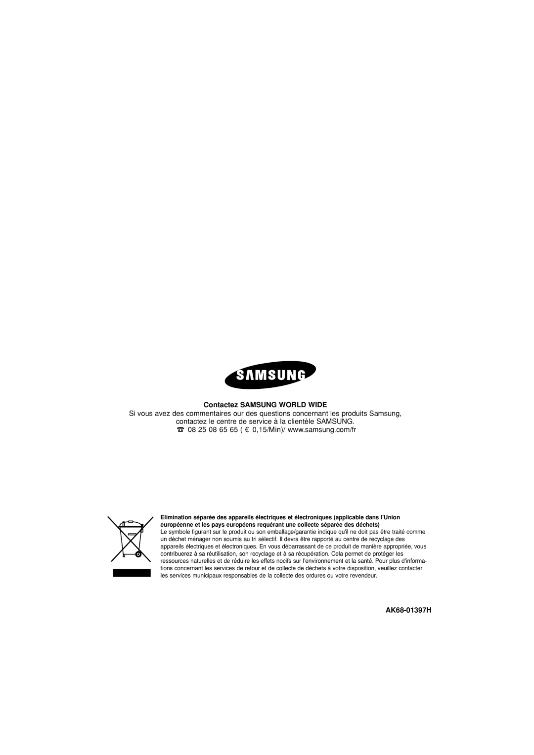 Samsung DVD-1080P7/XEF manual Contactez Samsung World Wide, AK68-01397H 