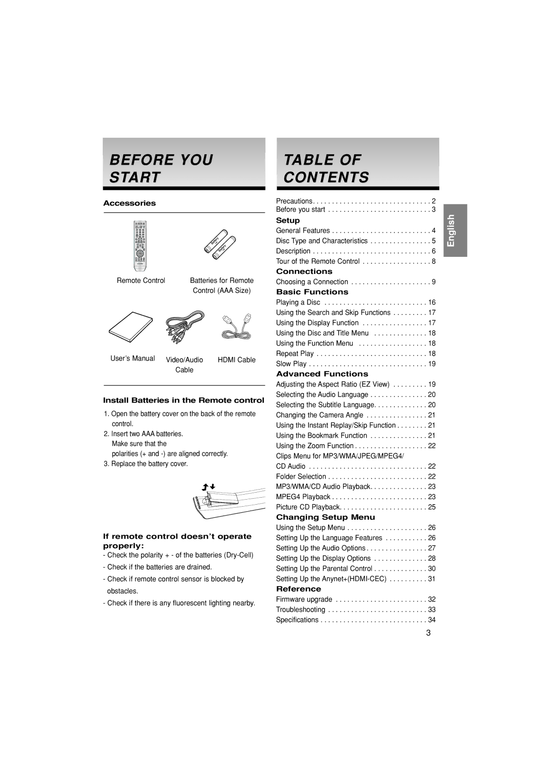 Samsung DVD-1080P7/XSV, DVD-1080P7/XSA manual Before YOU Start, Contents 