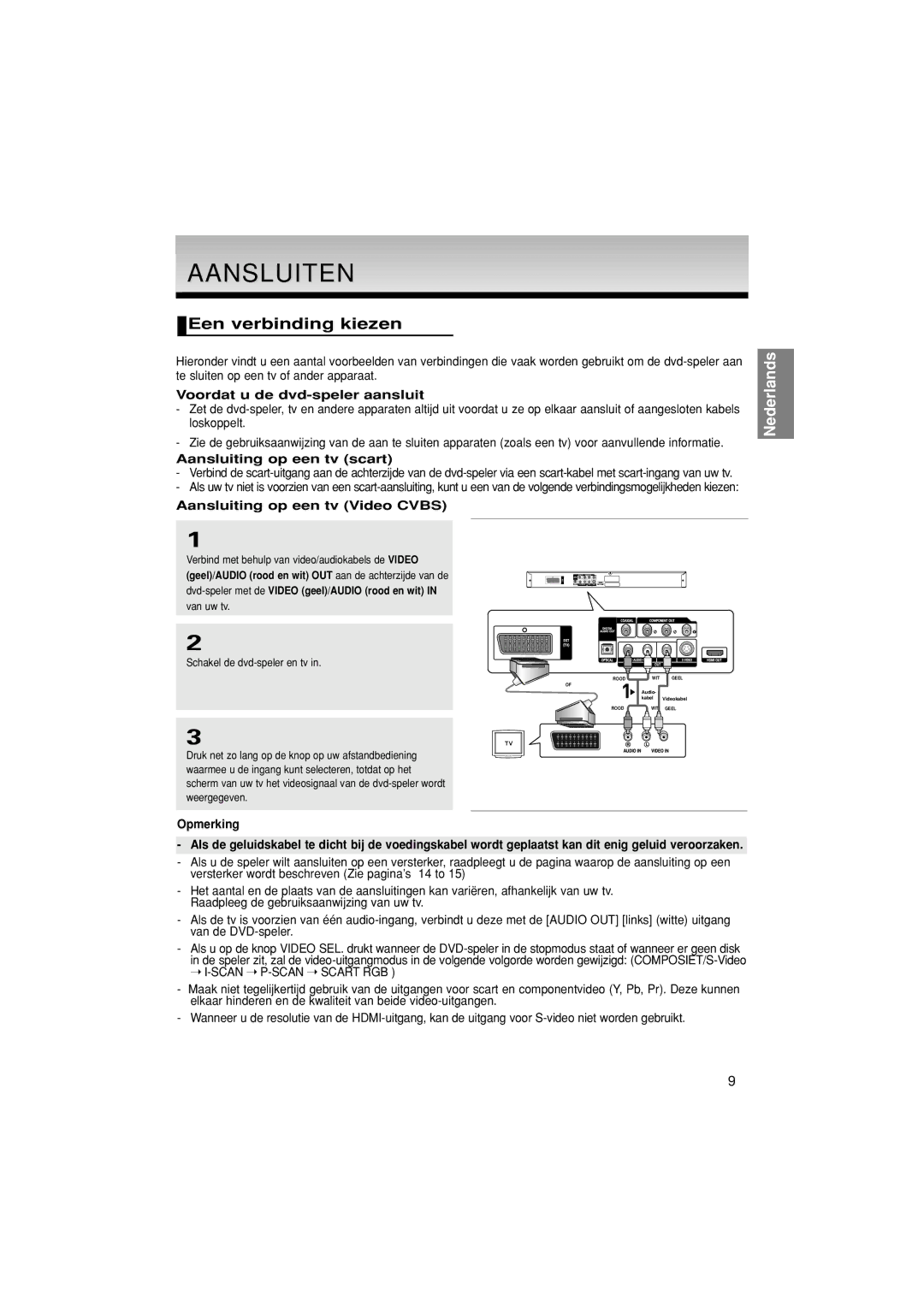 Samsung DVD-1080P7/XEL Aansluiten, Een verbinding kiezen, Voordat u de dvd-speler aansluit, Aansluiting op een tv scart 