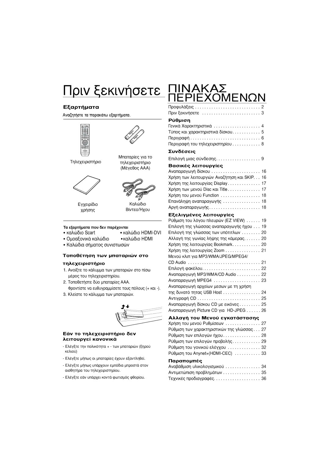 Samsung DVD-1080P9/EDC manual ∂Í·Úù‹Ì·Ù·, ∂¿Ó Ùô Ùëïâ¯Âèúèûù‹Úèô ‰Âó Ïâèùô˘Úáâ› Î·Óôóèî¿, ∂Íâïèáì¤Óâ˜ Ïâèùô˘Úá›Â˜ 