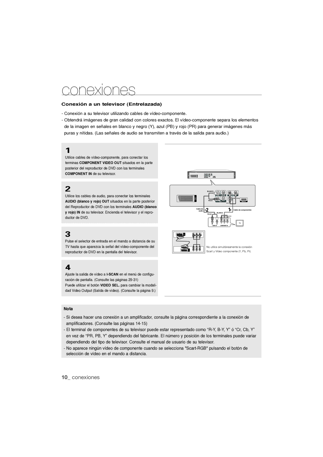 Samsung DVD-1080P9/XEC manual Conexiones, Conexión a un televisor Entrelazada 