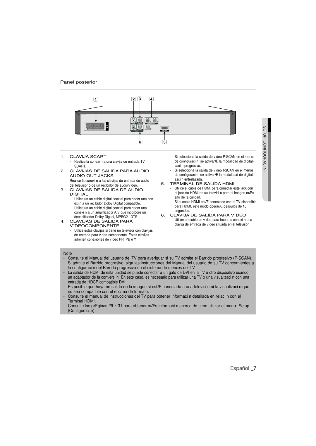 Samsung DVD-1080P9/XEC manual Panel posterior 