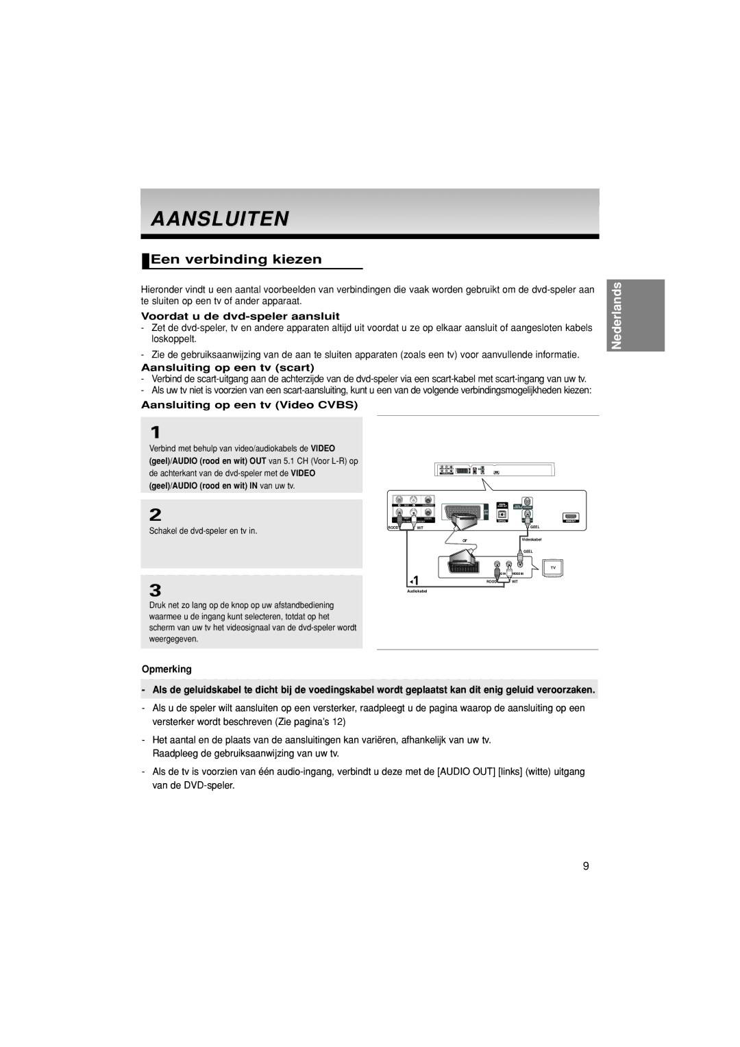 Samsung DVD-1080PK manual Aansluiten, Een verbinding kiezen, Voordat u de dvd-speler aansluit, Aansluiting op een tv scart 