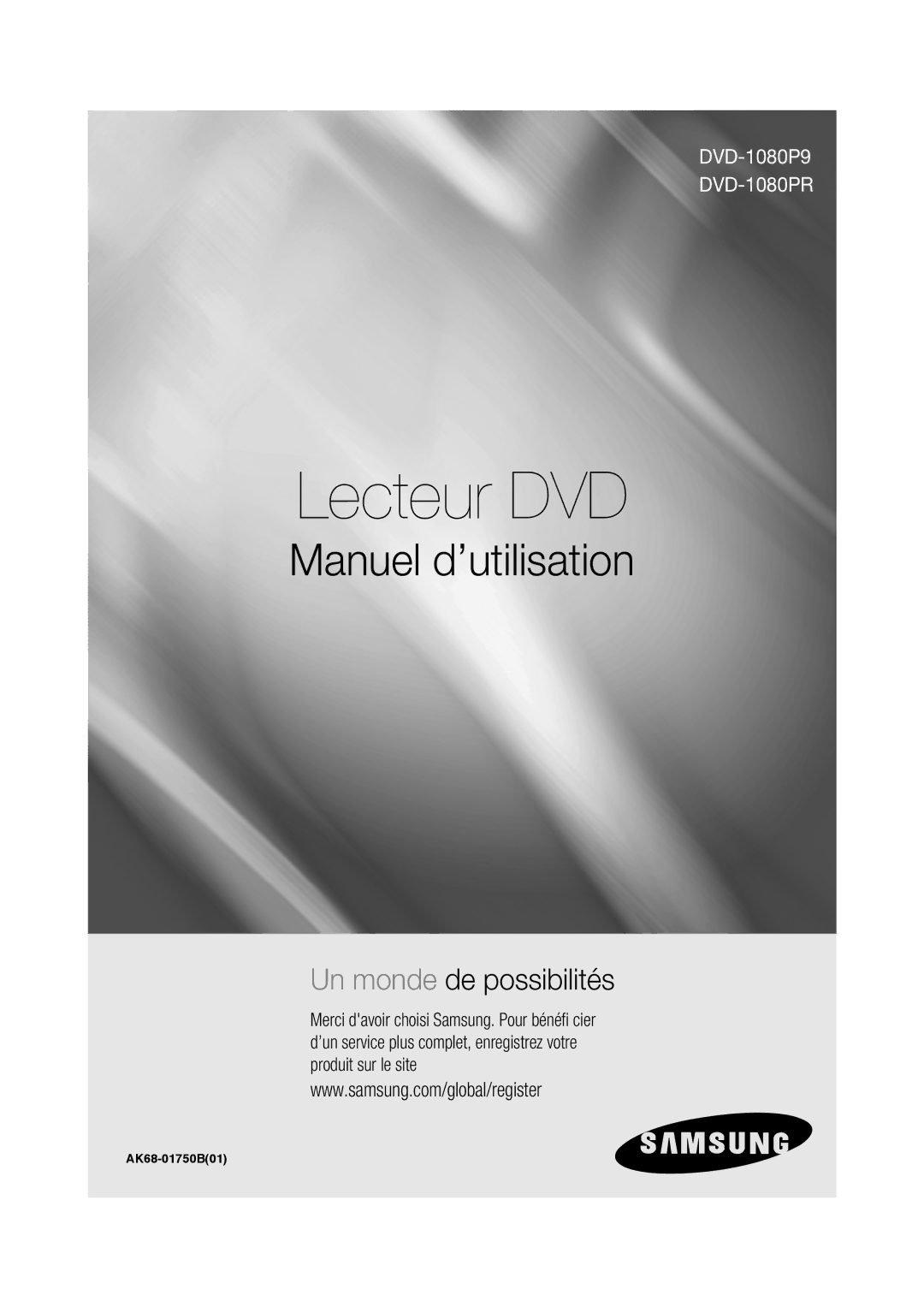 Samsung DVD-1080PR user manual Lecteur DVD 