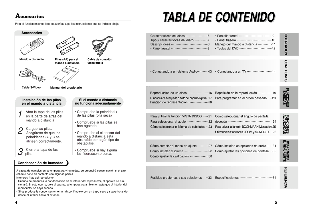 Samsung DVD-511A/XEC manual Accesorios, Instalacion, Conexiones, Referencia 