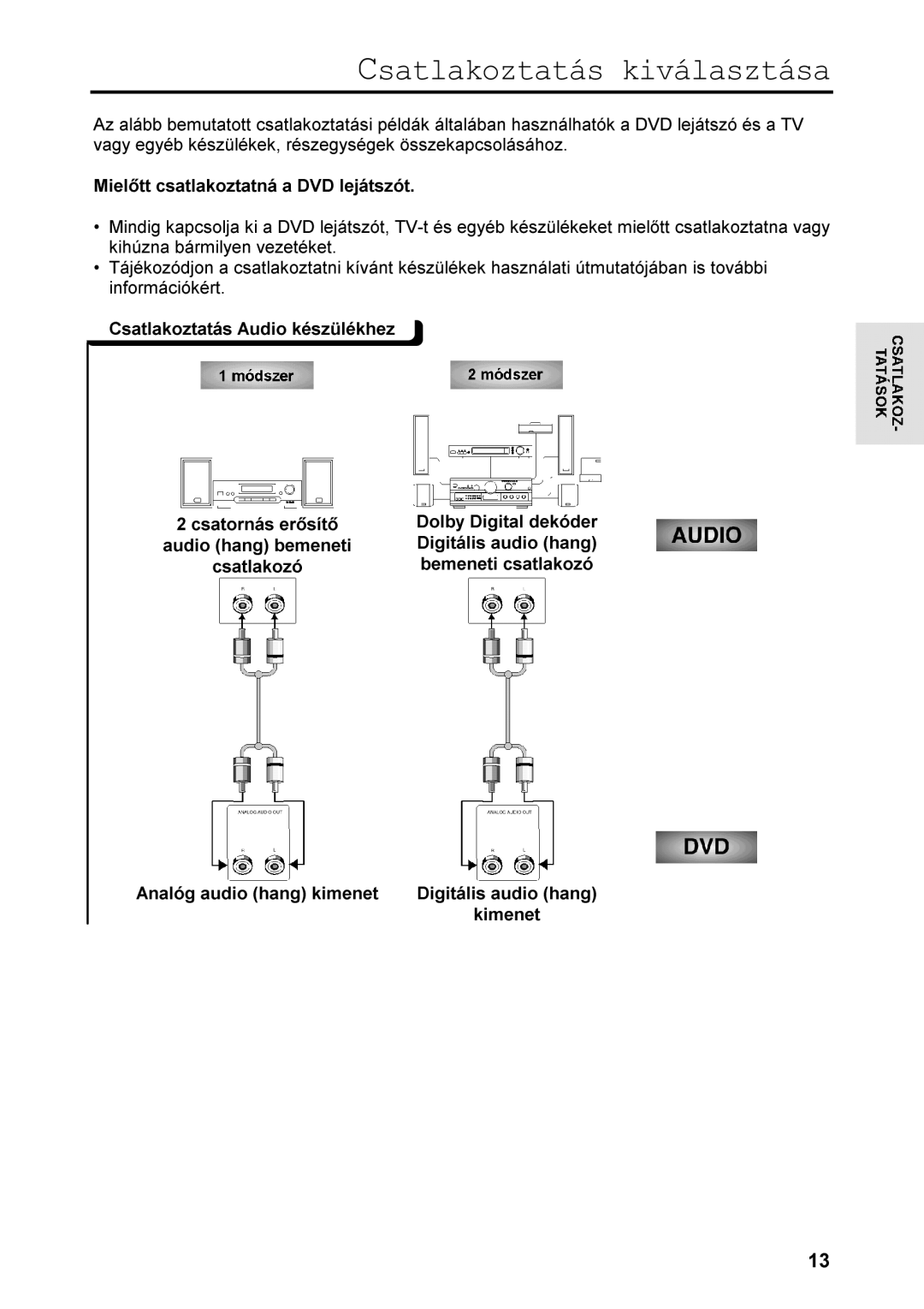 Samsung DVD-511A/XEH, DVD-511/XEH manual ROE\LJLWDOGHNyGHU, $QDOyJDXGLRKDQJNLPHQHW 