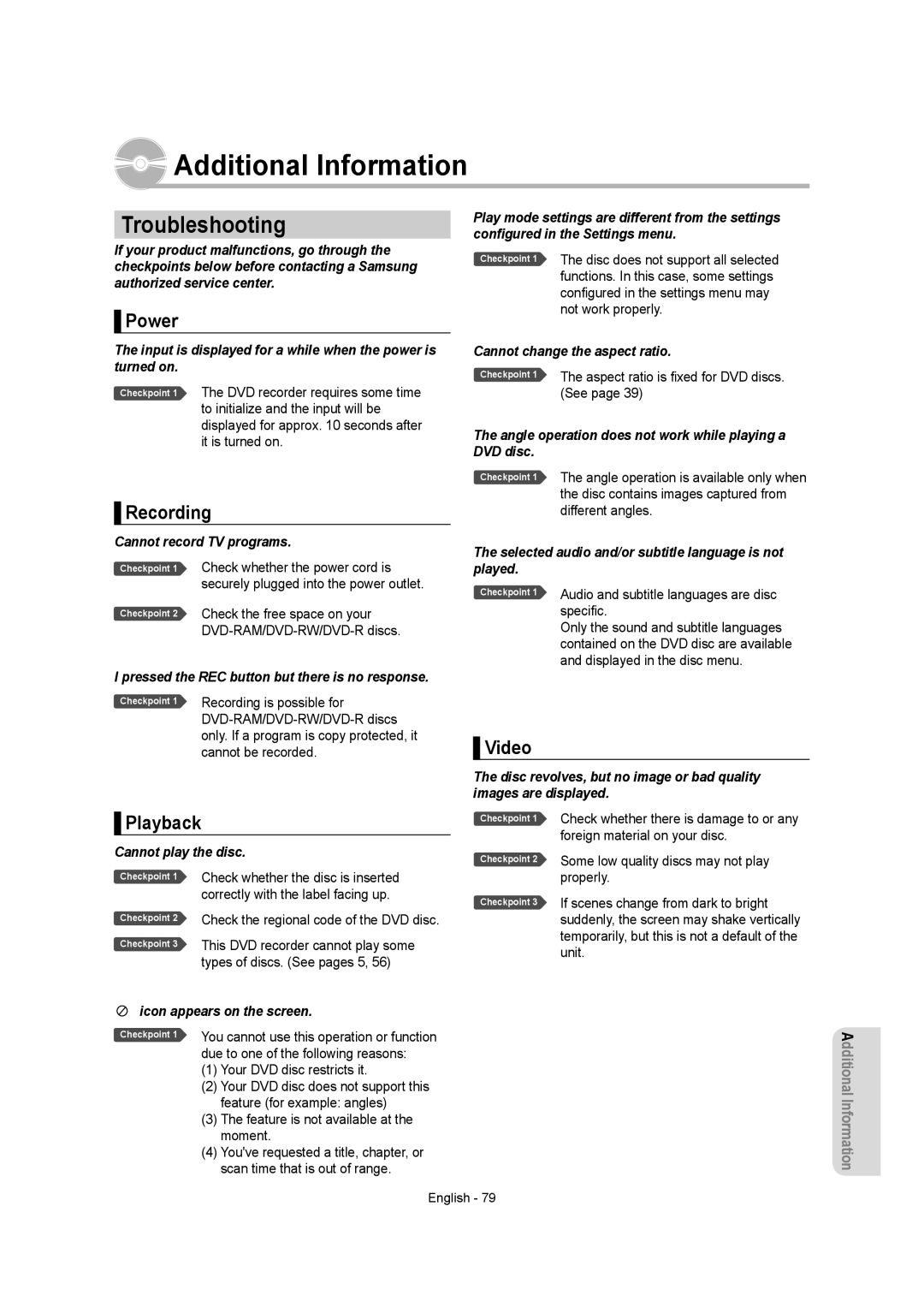 Samsung DVD-AR650 instruction manual Power, Playback, Video 