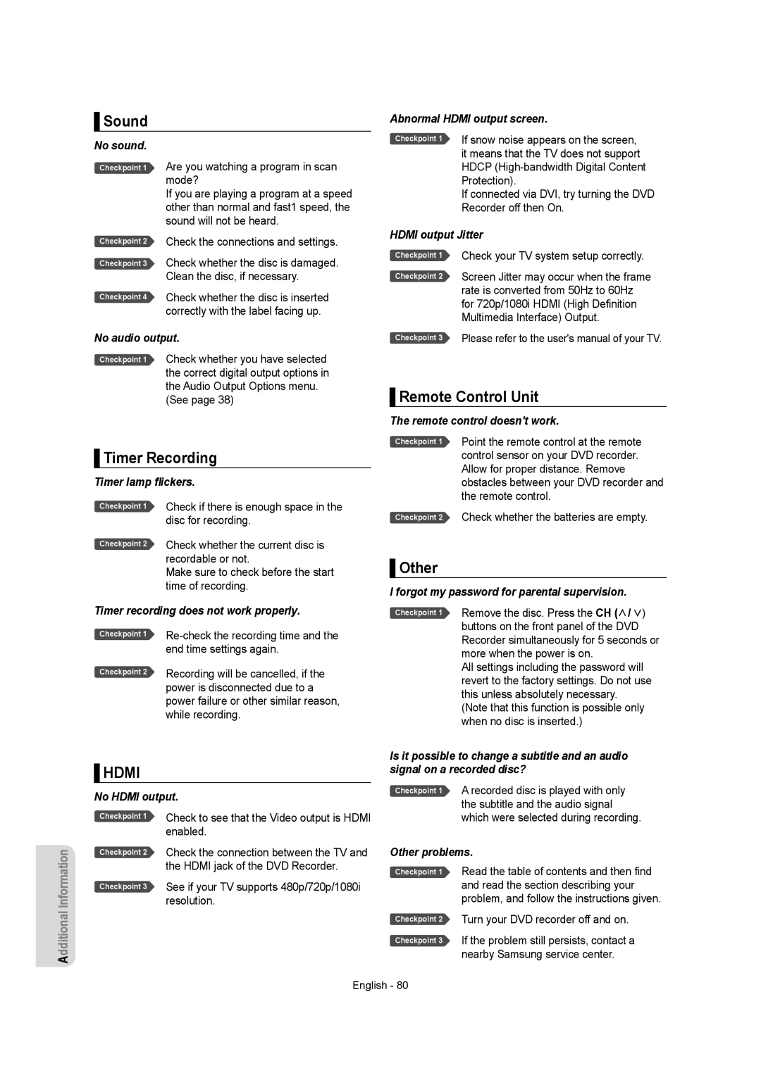 Samsung DVD-AR650 instruction manual Sound, Timer Recording, Remote Control Unit, Other 