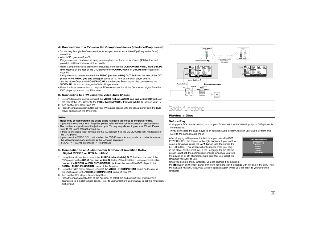 Samsung DVD-C350 user manual Basic functions, Playing a Disc, Connecting to a TV using the Video Jack Video, Before Play 