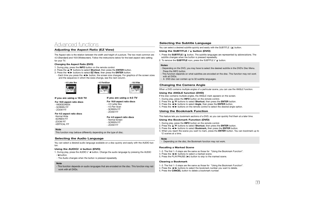 Samsung DVD-C350 user manual Advanced functions 