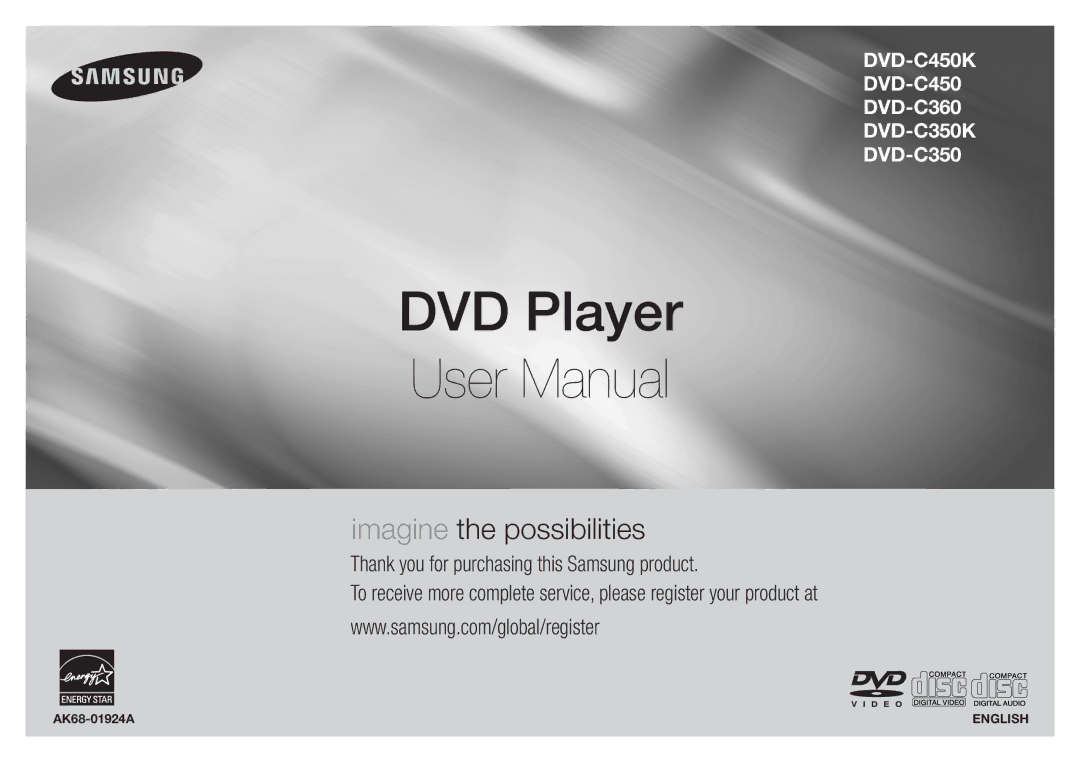 Samsung DVD-C360/MEA, DVD-C350/MEA, DVD-C360/AFR, DVD-C360/HAC, DVD-C360/STR, DVD-C450/SAH manual AK68-01924A, English 