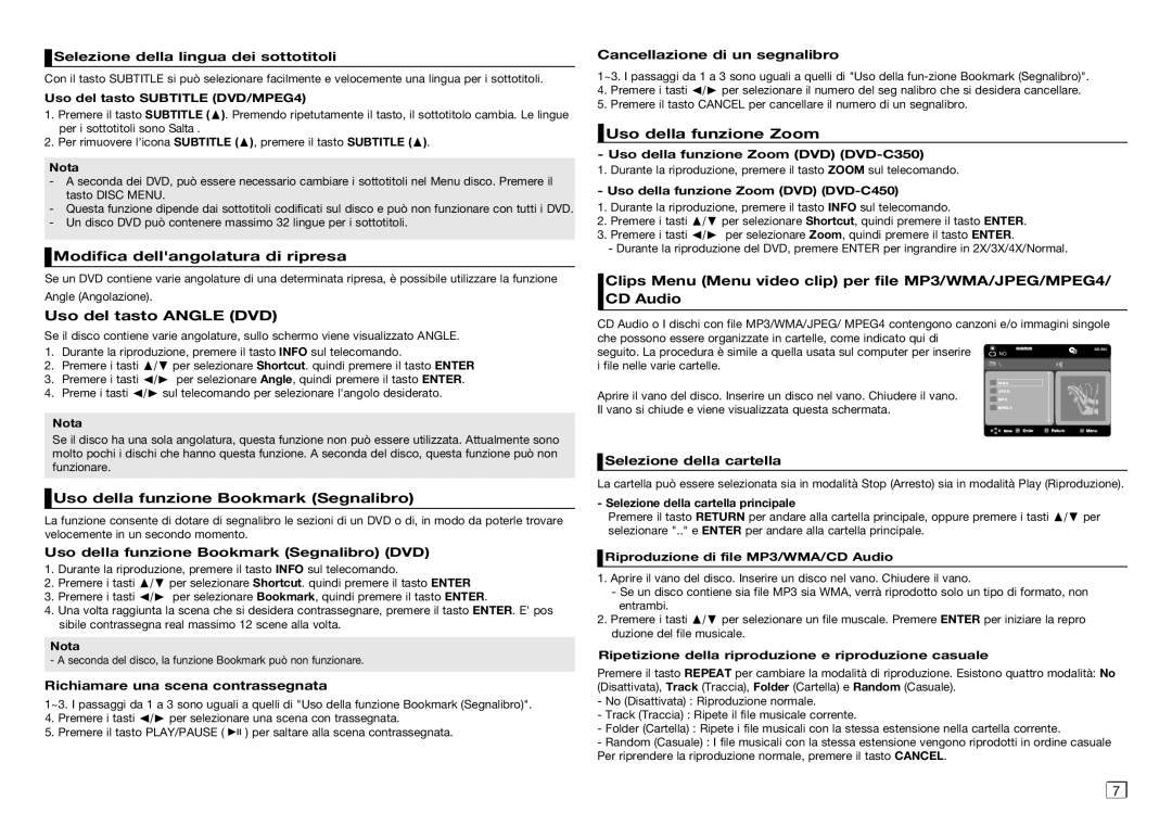 Samsung DVD-C350/MEA Selezione della lingua dei sottotitoli, Modifica dellangolatura di ripresa, Uso del tasto Angle DVD 