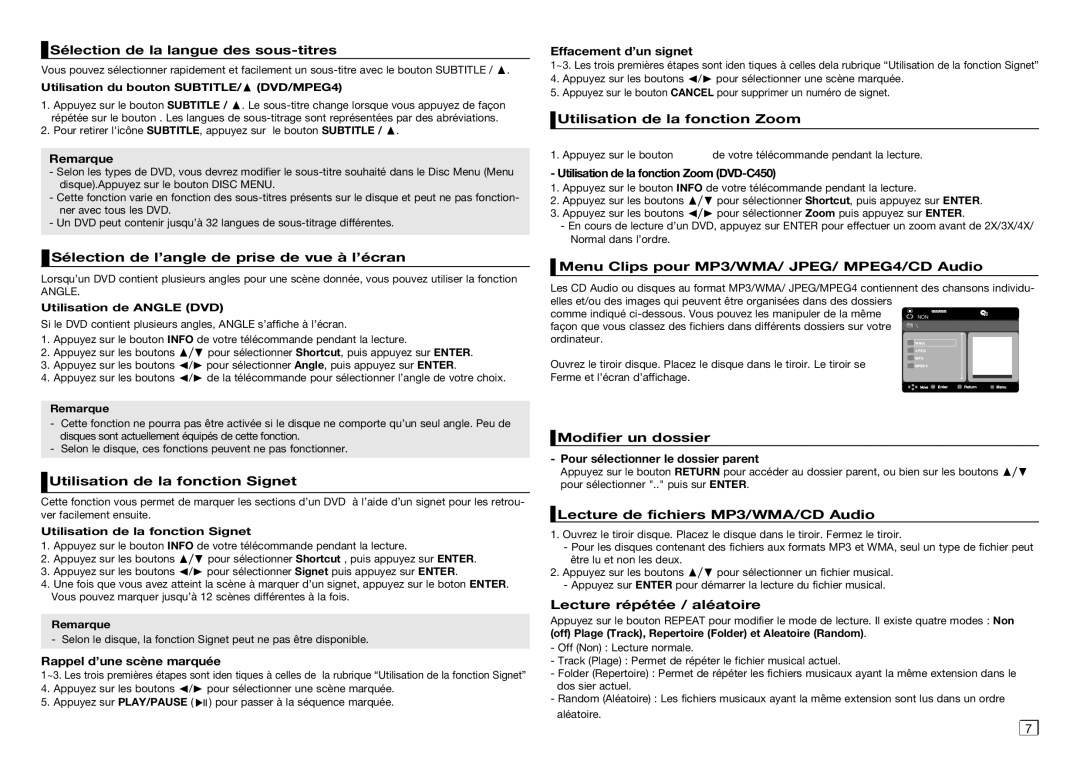 Samsung DVD-C450/XEF, DVD-C350/XEF Sélection de la langue des sous-titres, Sélection de l’angle de prise de vue à l’écran 