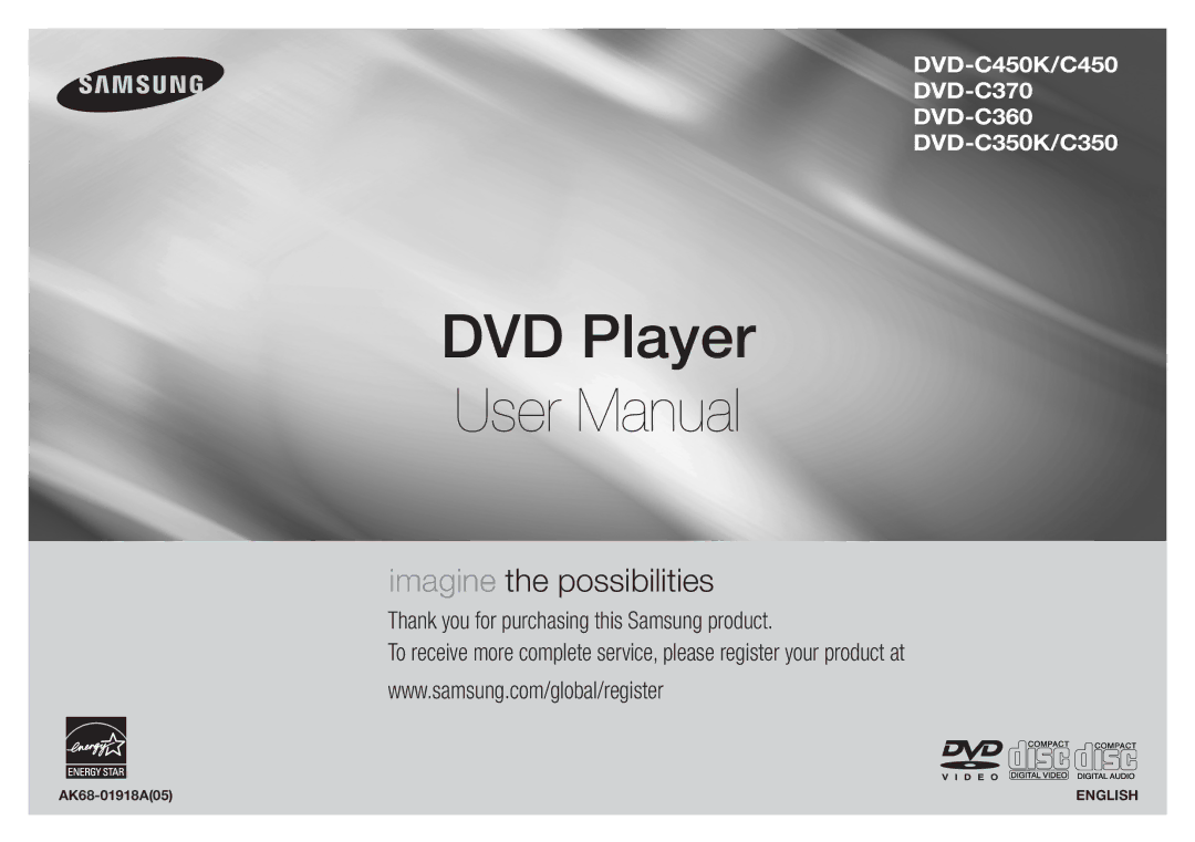 Samsung DVD-C450/XSS, DVD-C360/XSS, DVD-C350/XSS manual AK68-01918A05, English 