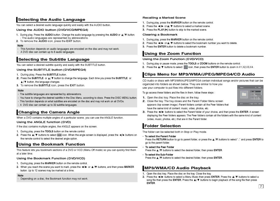 Samsung DVD-C550K user manual Selecting the Audio Language, Selecting the Subtitle Language, Changing the Camera Angle 