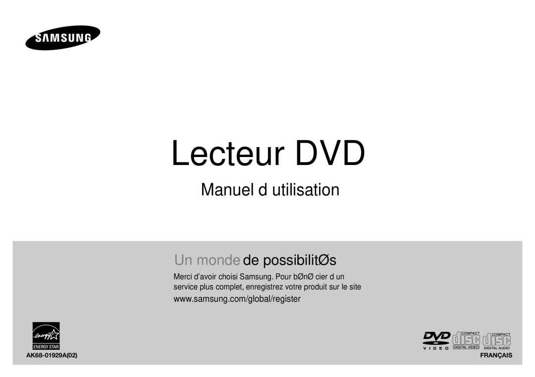 Samsung DVD-C350/XEF, DVD-C550/XEF, DVD-C450/XEF, DVD-C360/AFR manual Lecteur DVD 