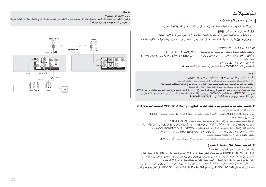 Samsung DVD-C550/XEF, DVD-C350/XEF, DVD-C450/XEF, DVD-C360/AFR manual ﺖﻼﻴﺻﻭﺘﻟﺍ, ﺖﻼﻴﺼﻮﺗﻟﺍ ﻯﺩﺣﺇ ﺮﺎﻴﺘﺨﺍ 