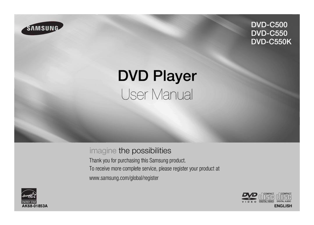 Samsung DVD-C550/XSS manual DVD Player, AK68-01853A 