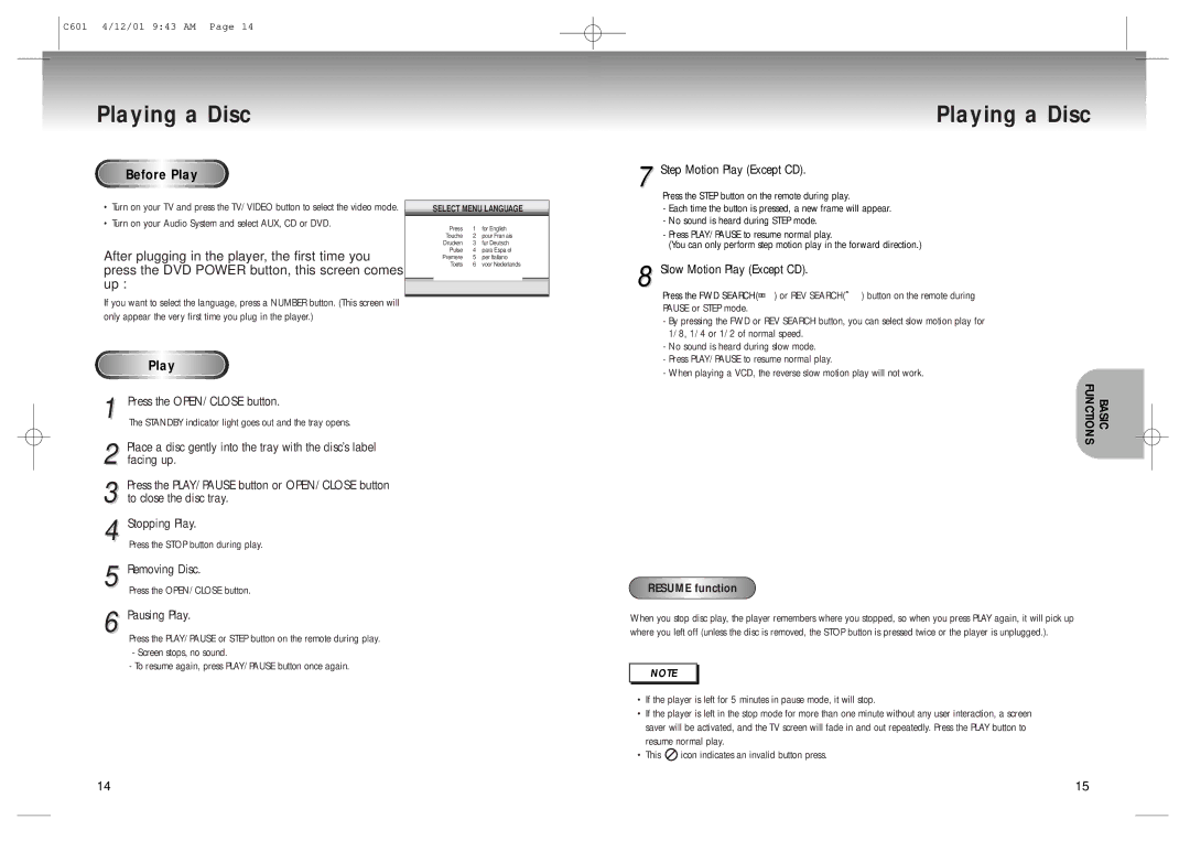 Samsung DVD-C601 manual Playing a Disc, Before Play 